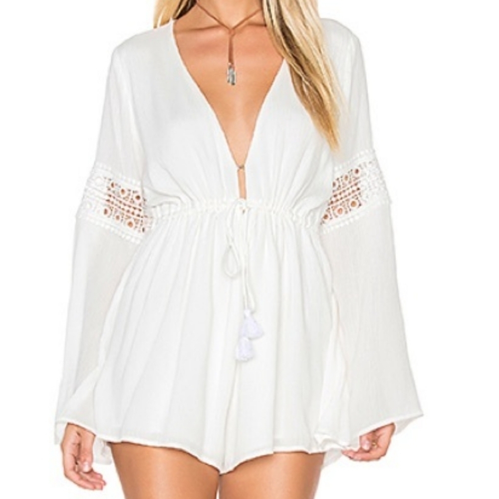 Show Me Your MuMu Sparrow Crochet Belle Sleeve Romper